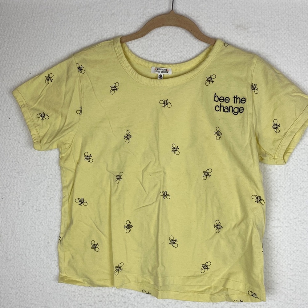Junior girls t-shirt bee pattern yellow and black size M